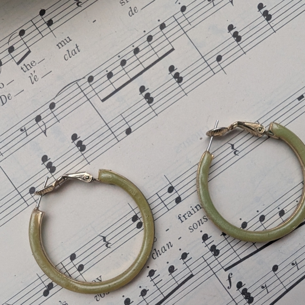 Vintage Green Hoop Earrings